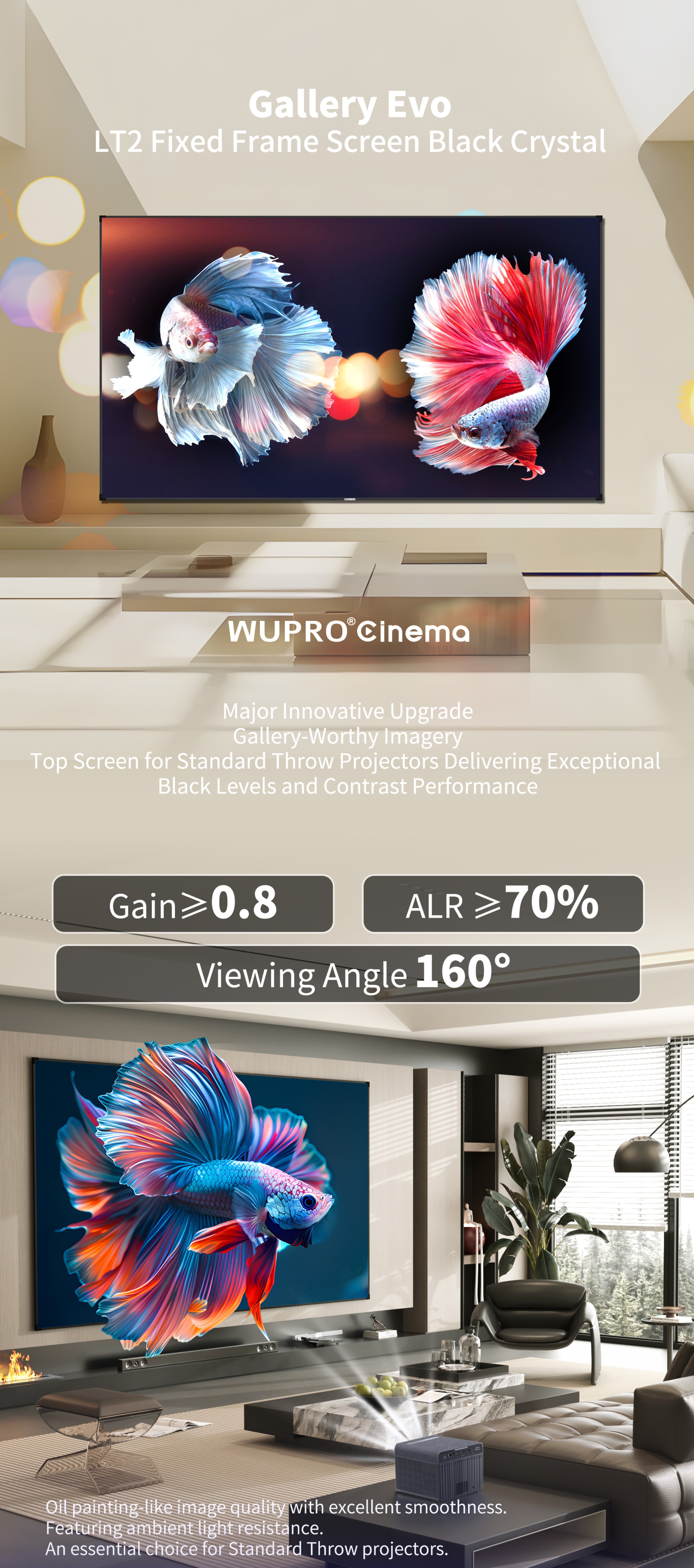 Black Crystal ALR Fixed Projector Screen listing image 1