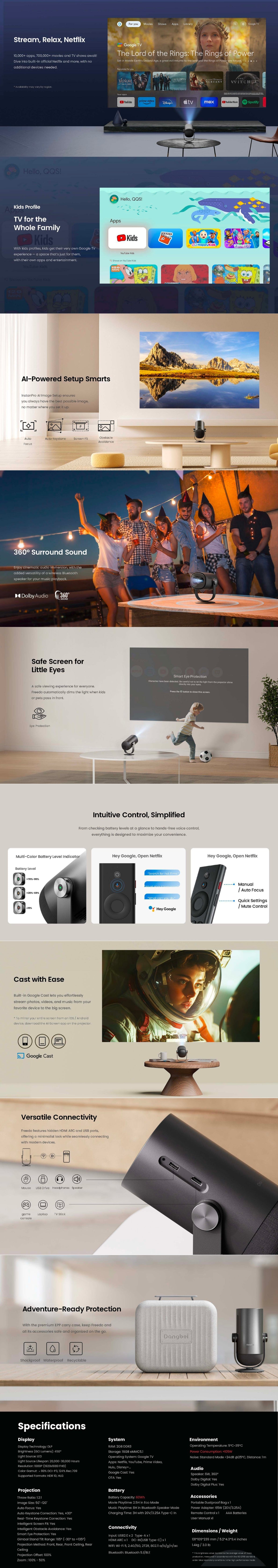 Dangbei Freedo Portable Projector Full HD Google TV & Netflix listing image 2