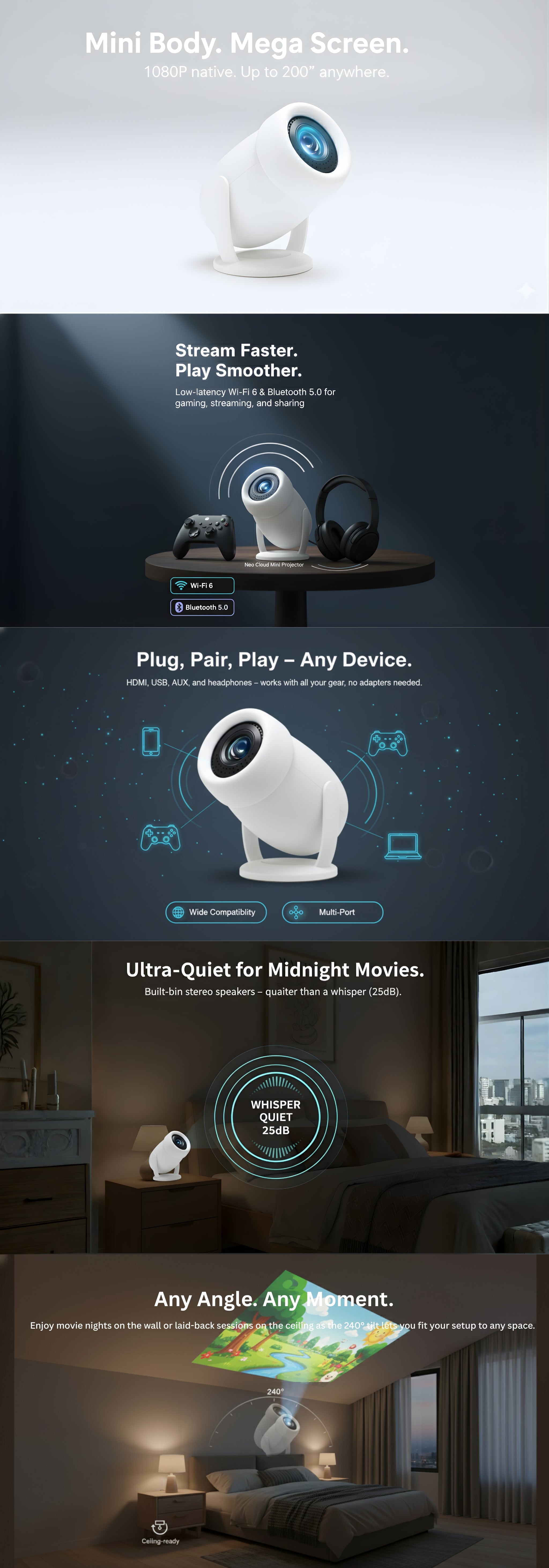 Neo Cloud Mini Projector listing image 1
