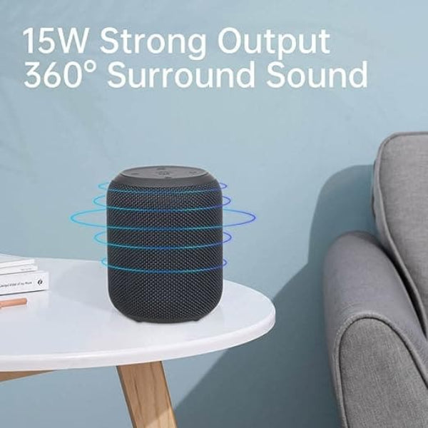 portable speaker on a table in the living room